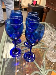 Set Of 6 Cobalt Wine Glasses