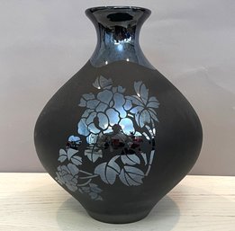 A Gorgeous Iridescent Black Glass Vase