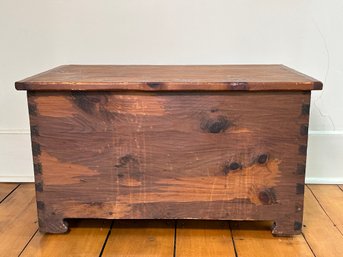 Beautiful Vintage Dovetail Joined Pine Wood Trunk