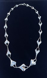 Handmade Vintage RLM- Robert Lee Morris Modernist 925 Silver Ten Inch Graduated Link Necklace- Signed- NOS