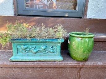 Two Green Outdoor Planters