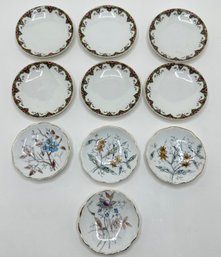 Set 6 Vintage Limoges Mini Plates, France & Set 4 Vintage Floral Plates With Gold Edges