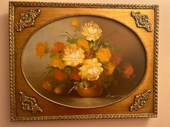 Robert Cox- Still Life Flowers Water Color In Gold Frame - 18'