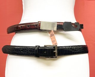 Two Leather Belts- Brown Polo Ralph Lauren Size 36, NOS And Bobby Jones Hand Made Alligator & Calf Size 34