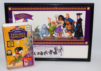 1996 Hunchback Of Notre Dame Special Edition Disney Lithograph W/ VHS Tape Sealed