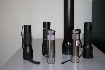 Group Of Six Flashlights Including Mag-lite & Lux-pro