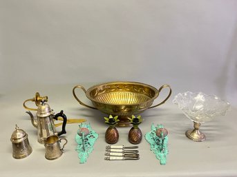 Lot Of Metalware Including Brass And Sterling Silver