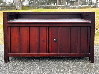 A Modern Red Wood Storage Bench