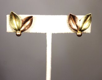 Retro 14k Dual Colored Gold Vintage Screw Back Earrings
