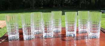 Tiffany & Co. Set Of Eight Discontinued Crystal Plaid Highball Glasses