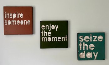 Trio Of Inspirational Wood Art Square Frames   14' Square