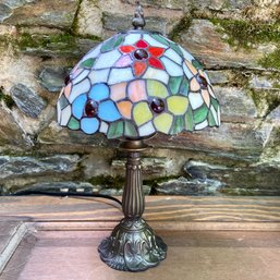 Vintage Tiffany Style Stained Glass Little Table Lamp