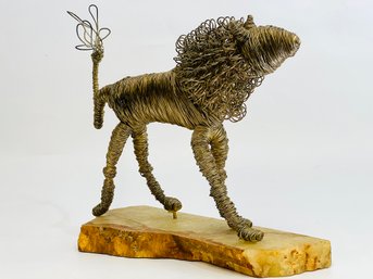 Unique Lion Wire Sculpture On Stone