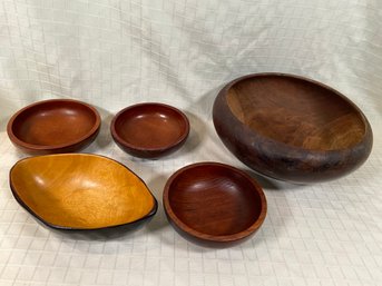 Mahogany Wood Bowl Collection Made In Haiti Serving Bowl 3 Small Bowls Almond Shape Bowl
