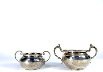 Early English Sterling Silver - Monogrammed Sugar Bowls Pairing