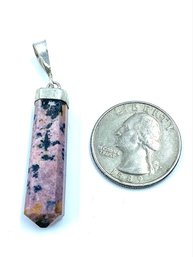 925 Sterling Silver Natural Rhodonite Stone Pendant