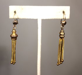 Pair Fine 14K Gold Victorian Tassel Pierced Earrings