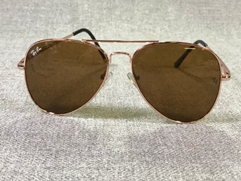 Brand New RAYBAN / RAY BAN Aviator Sun Glasses - Rose Gold Frames / Brown Lenses - No Case - No Box - NEW !