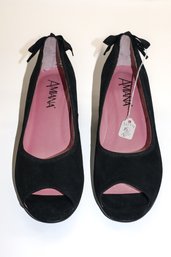 Amiana Black Suede Adult Shoes Size 8B (38)