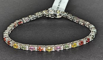 Fine Sterling Silver Never Worn Gemstone Multi Colored Bracelet