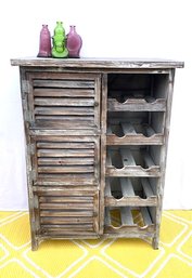 Contemporary Shabby Chic Distressed Reclaimed Wood Style Wine Rack Storage