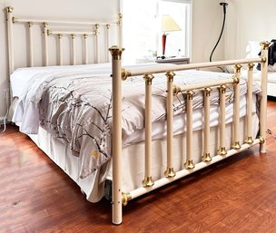 A Tubular Metal And Brass Queen Bedstead