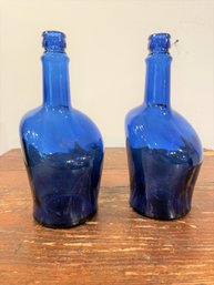 Lot Of Two Cobalt Blue Bottles