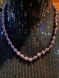 Single Strand Purple Crystal Bead Necklace