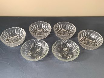 Mixed Cut Glass Salad Bowls Lot Of 6