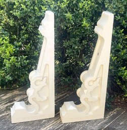 Pair Of Detailed Cut Out White Corbels- Lot 4