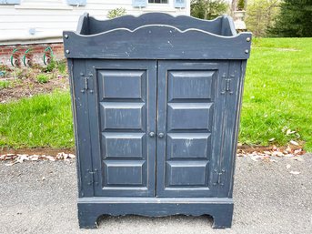 A Vintage Paneled Pine Dry Sink With Cupboard Beneath