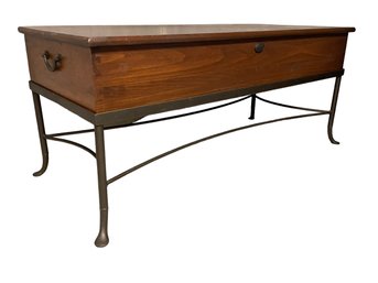 Well Made Rustic Modern Storage Coffee Table With Metal Frame, Made In Canada