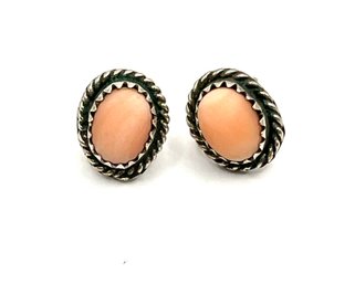 Vintage Sterling Silver Southwestern Peach Color Earrings