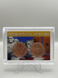 Beautiful Presidential Dollars 2009-d William Henry Harrison & 2008-D Martin Van Buren In Plastic Case