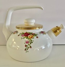 New Never Used 2002 ROYAL ALBERT Germany Old Country Roses Whistling Tea Pot/Kettle Made By Prinz