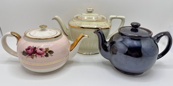 3 Vintage Teapots: 2 By Sadler & 1 By Hall