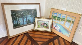 3 Original Watercolor Paintings By Lina Griffin, H. Gould & Unknown