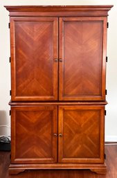 A Hide-A-Way Office Cabinet In Elegant Inlaid Wood Finish