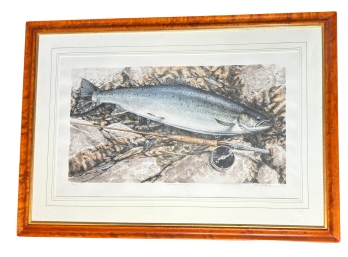 'The Atlantic Salmon', Hand Colored Lithograph, Mike Stidham
