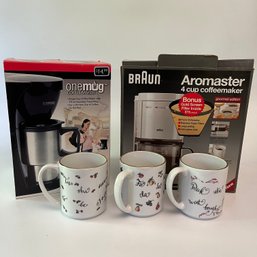 Two New Coffee Makers And Festive Mugs