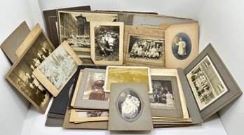 Over 50 Antique & Vintage Photographs Mounted On Cardboard