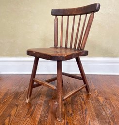 A Primitive American Maple Spindle Back Side Chair