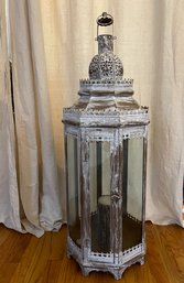 Hexagonal Antiqued Metal Lantern