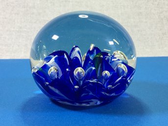 Beautiful Large Vintage Controlled Bubble Paperweight - Signed MIKE - Other Marking Illegible - Very Nice One