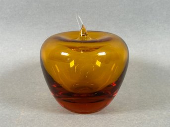 Vintage Blenko Amber Glass Apple Decor
