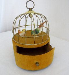 Musical Animated Birds In The Cage Jewelry Box With Drawer - Working