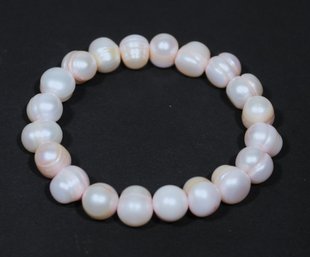 Large Genuine Pink Cultured Pearl Expandable Bracelet