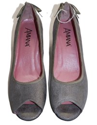 Amiana Pewter Metallic Suede Adult Shoes Size 9B (39)