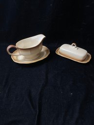 Mikasa Whole Wheat Butter Dish And Gravy Boat