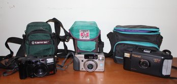 Lot Of Three Vintage Camera's Olympus, Minolta & Polaroid Captiva SLR SE